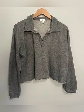 BP Cropped Terry Pullover Sweater Women’s Size Small Dark Grey Casual Cozy